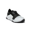 Ανδρικό Ασπρόμαυρο Δερμάτινο Sneaker, Λεπρομέρεια Μαύρο Λάστιχο