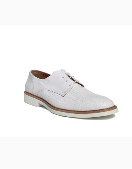 Ανδρικά Δερμάτινα Κλασσικά Δετά Παπούτσια Λευκό Χρώμα, Τυπωτό Δέρμα