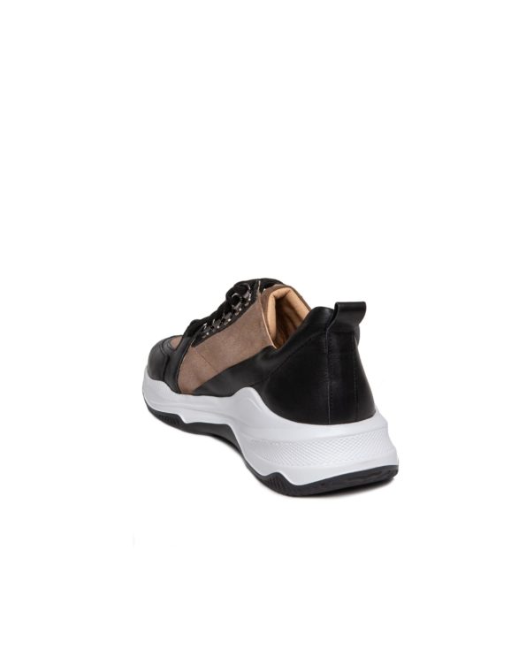 Ανδρικό Δερμάτινο-Suede Sneaker με Μαύρα Κορδόνια