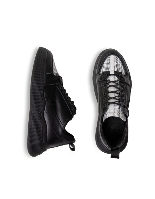 Γυναικείο Δερμάτινο Sneaker με Κορδόνι Λάστιχο και Μαύρη Σόλα, Μοτίβο