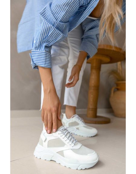Γυναικείο Δερμάτινο Λευκό/Ice Sneaker