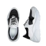 Γυναικείο Δερμάτινο Sneaker Άσπρο/Μαύρο