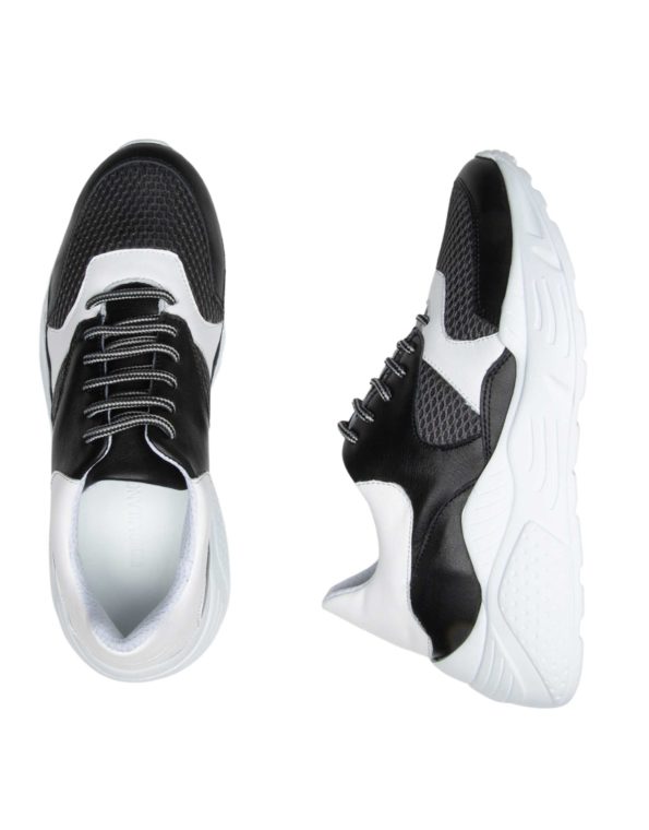 Γυναικείο Δερμάτινο Sneaker Μαύρο/Άσπρο