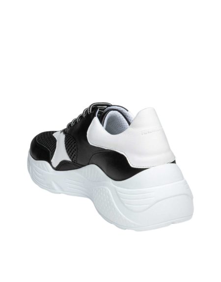 Γυναικείο Δερμάτινο Sneaker Μαύρο/Άσπρο