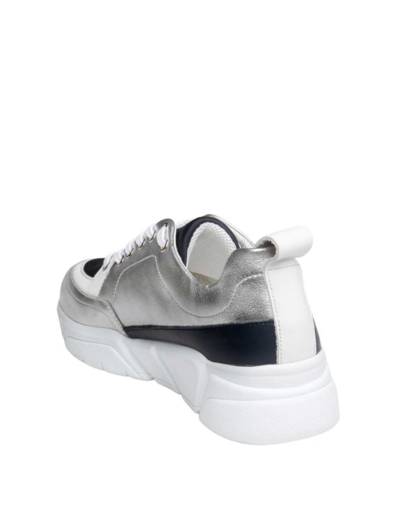 Γυναικείο Δερμάτινο Sneaker Silver Blue