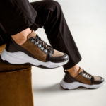 Ανδρικό Δερμάτινο-Suede Sneaker με Μαύρα Κορδόνια