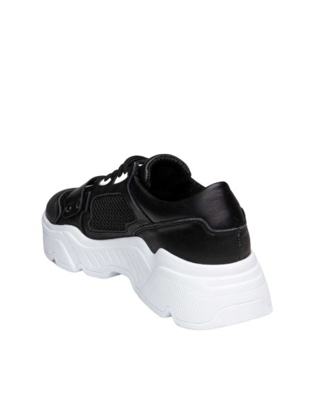 Γυναικείο Δερμάτινο Μαύρο Sneaker