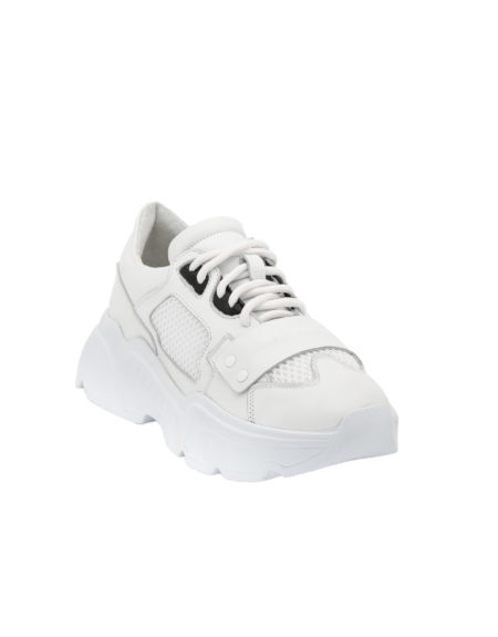 Women's Leather White Sneakers (2108 White)