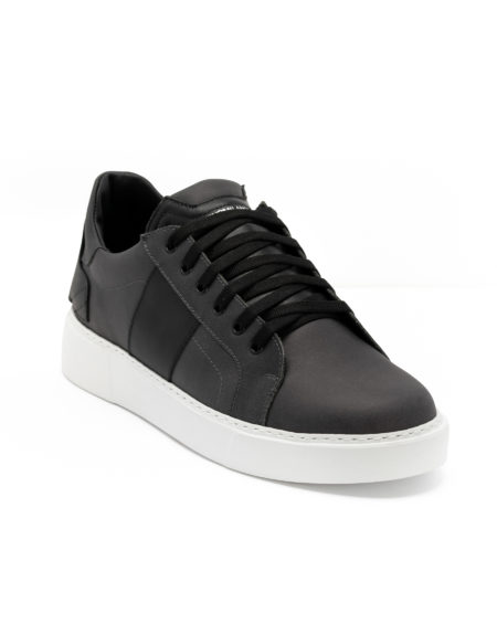 Ανδρικά Δερμάτινα Sneakers Μαύρα - ( 2229 Black/Grey)