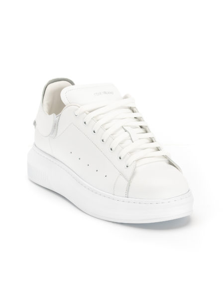 Ανδρικά Δίπατα Δερμάτινα Sneakers Λευκά - (462214-2 White)