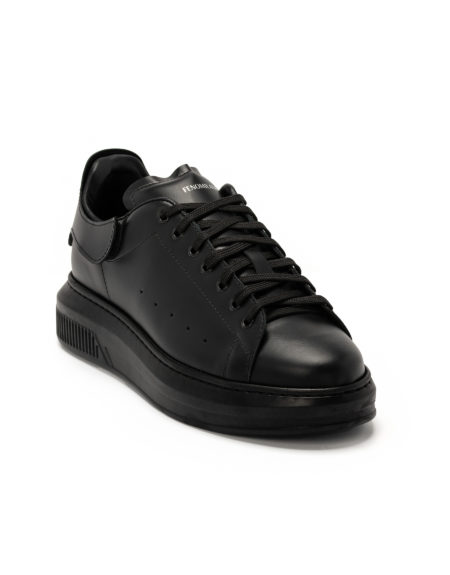 Ανδρικά Δίπατα Δερμάτινα Sneakers Total Black - (462214-2 T. Black)