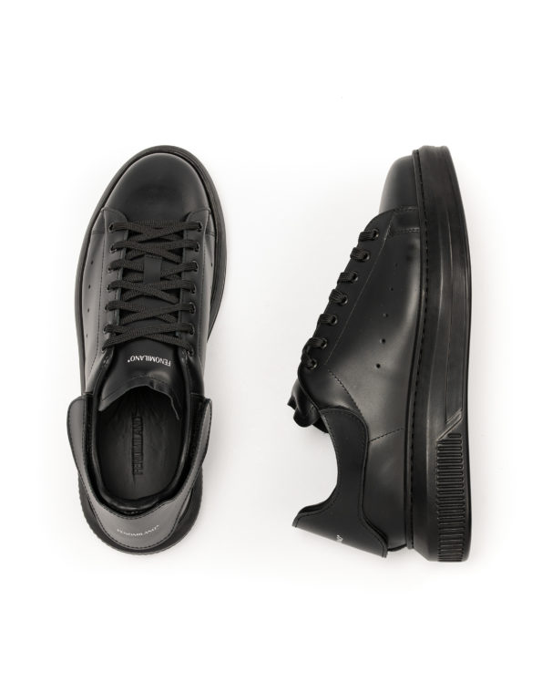 Men's Biped Total Black Leather Sneakers - (462214-2 T. Black)