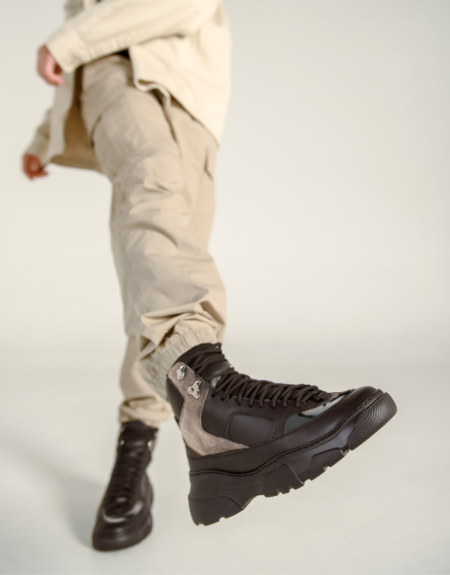Ανδρικά Δερμάτινα Μποτάκια Sneakers Μαύρα - (2224 Black)