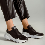 Ανδρικά Δερμάτινα Sneakers Με Λευκή Σόλα Μαύρα - (2227)