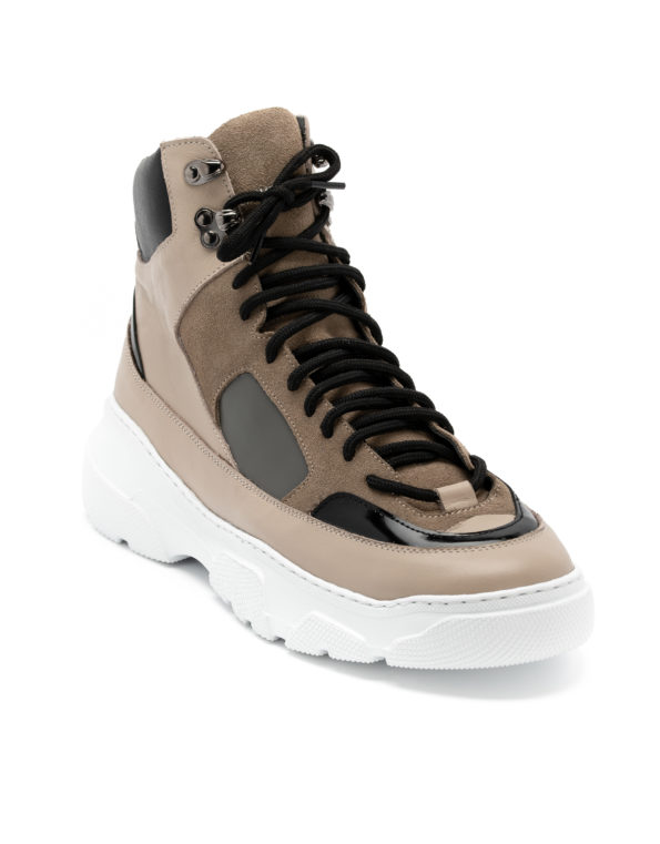 Men's Leather Boots Sneakers Beige - (2224 Beige)