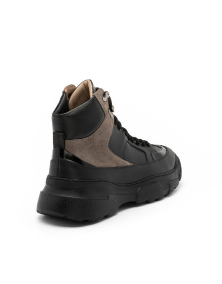 Ανδρικά Δερμάτινα Μποτάκια Sneakers Μαύρα - (2224 Black)