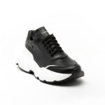 Ανδρικά Δερμάτινα Sneakers Άσπρο-Μάυρο (2227)