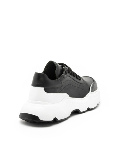 Ανδρικά Δερμάτινα Sneakers Άσπρο-Μάυρο (2227