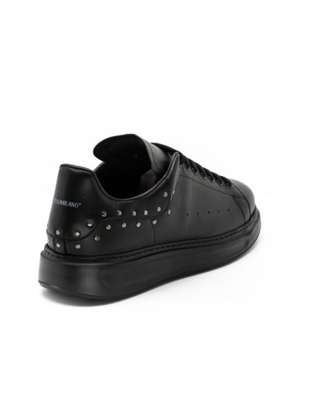 Ανδρικά Δερμάτινα Sneakers Με Τρουκς Total Black - ( 462214-1 T. Black)