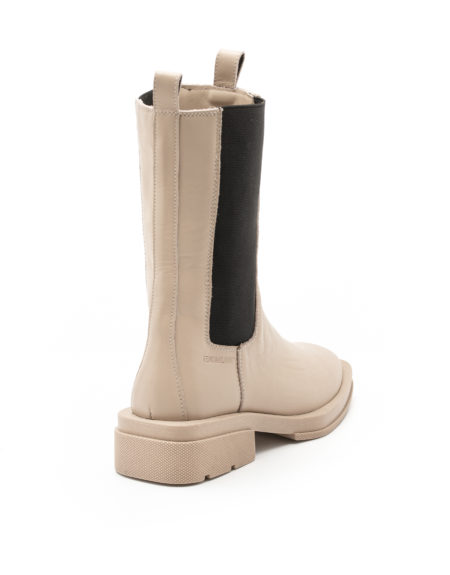 Women Leather Boots with side stretch Beige - (3045 Beige)