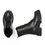 gynaikeies dermatines mpotes total black lace up zipper cod3031 fenomilano leather shoes