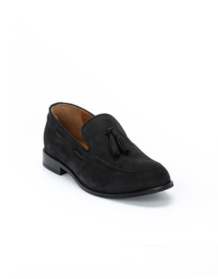 Ανδρικά Δερμάτινα Loafers Suede Μαύρα - (2968-1B Black)