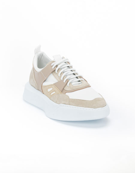 Men's Two-Color Leather Sneakers - (2226 Beige - White)