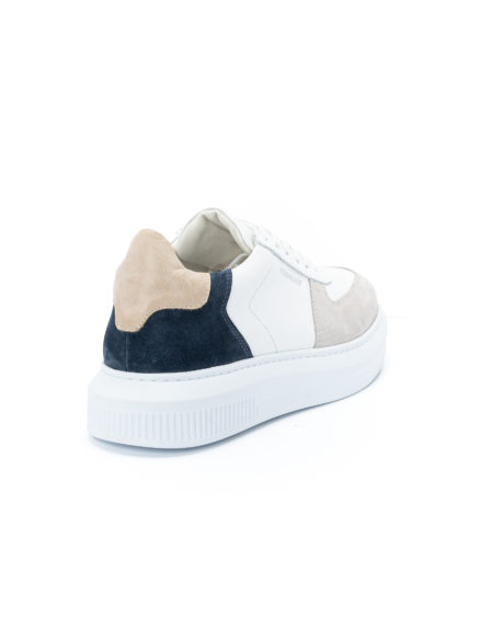 Men's Leather Sneakers Tricolor - (2238 White-Ice-Blue)