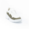 Ανδρικά Δερμάτινα Sneakers Λευκά Με Λαδί Λεπτομέρεια - (2230 White-Olive)
