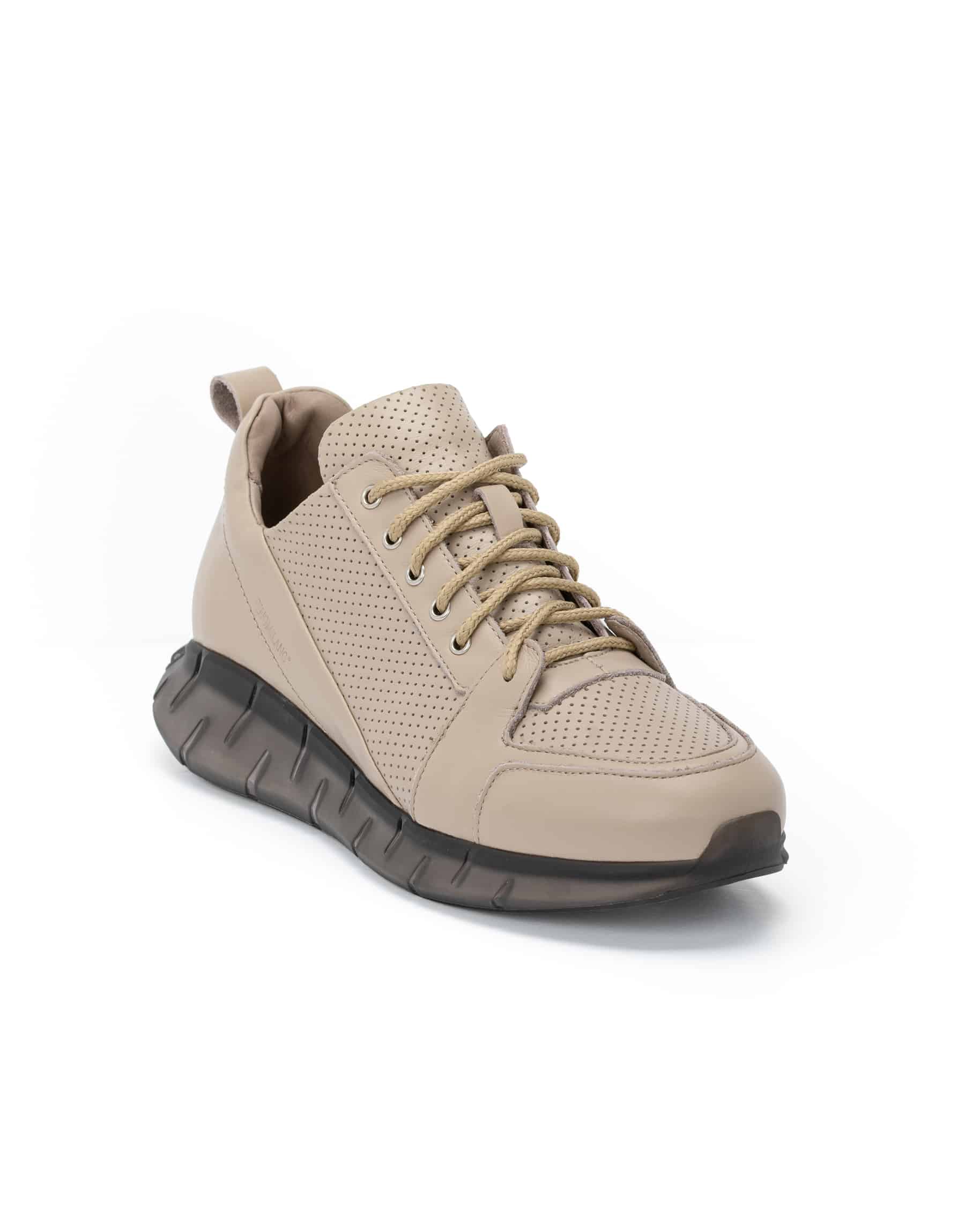 Men's Leather Sneakers with Transparent sole Beige- (2948 Beige) - Ανδρικά  Παπούτσια | Δερμάτινα & Sneakers - Fenomilano