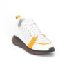Ανδρικά Δερμάτινα Sneakers Με Αερόσολα Λευκά - (2948 - White/Orange)