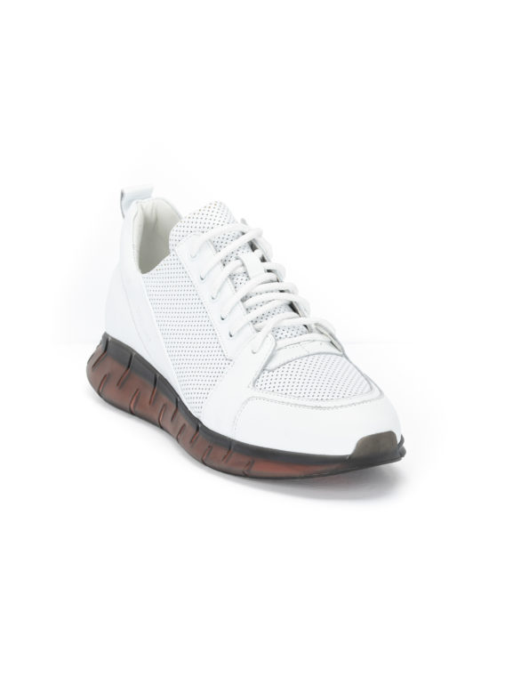 Ανδρικά Δερμάτινα Sneakers Με Αερόσολα Λευκά - (2948 - White)
