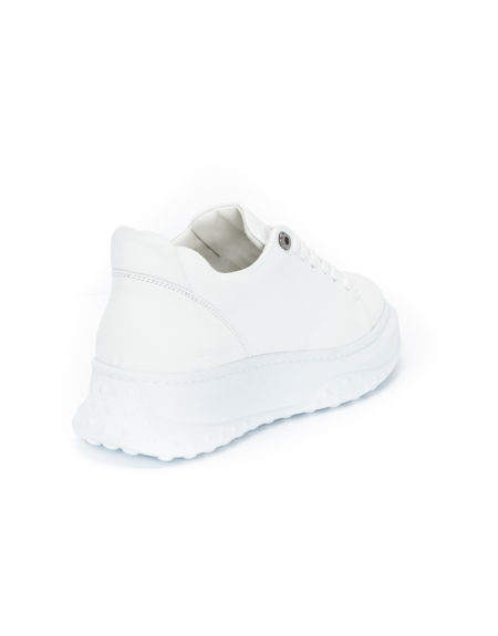 Ανδρικά Δερμάτινα Sneakers Δίπατα Λευκά - (108-2 White)