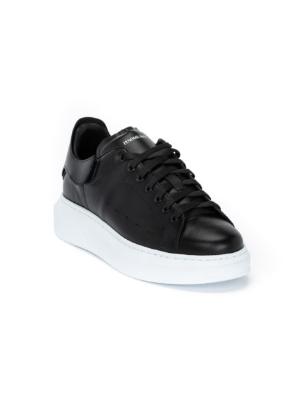 Ανδρικά Δίπατα Δερμάτινα Sneakers Μαύρα - (462214-2 Black)