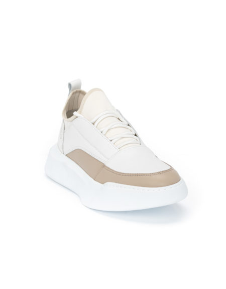 Ανδρικά Δερμάτινα Sneakers Με Λάστιχο Λευκά - (2228A Off White/Beige)
