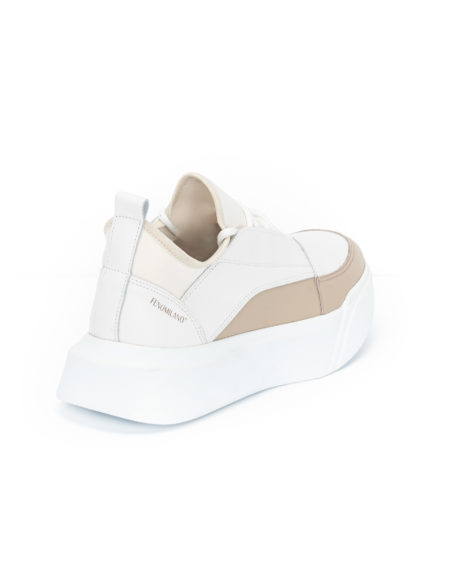 Men's Leather Sneakers Off White/Beige - (2228A Off White/Beige)
