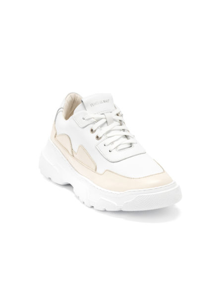 Men's Leather Sneakers White With Ecru Detail - (2230 White-Off White)