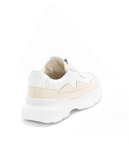 Men's Leather Sneakers White With Ecru Detail - (2230 White-Off White)