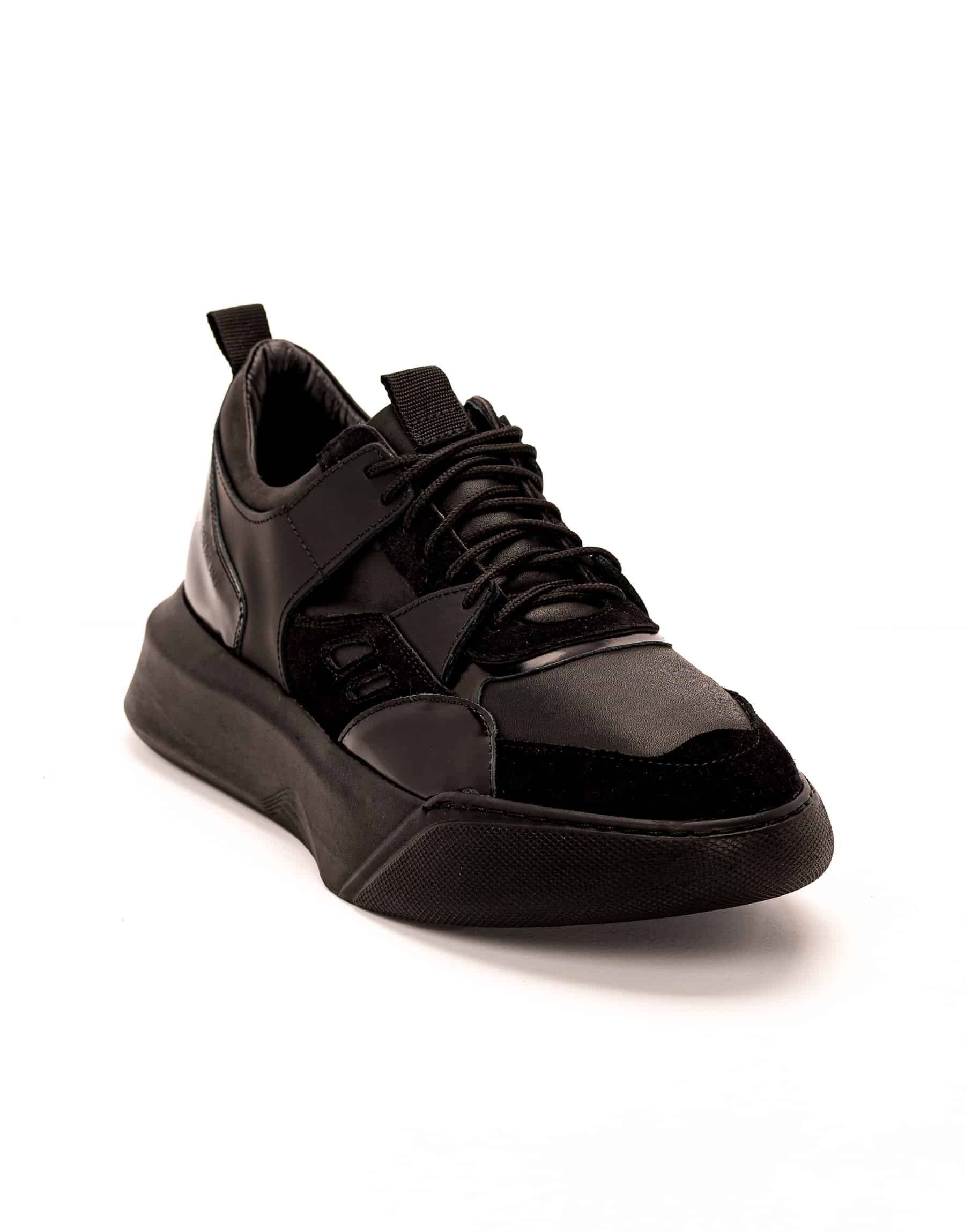 Ανδρικά Δερμάτινα Sneakers Total Black - (2226 Black)