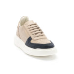 mens leather sneakers beige blue code 2238 fenomilano