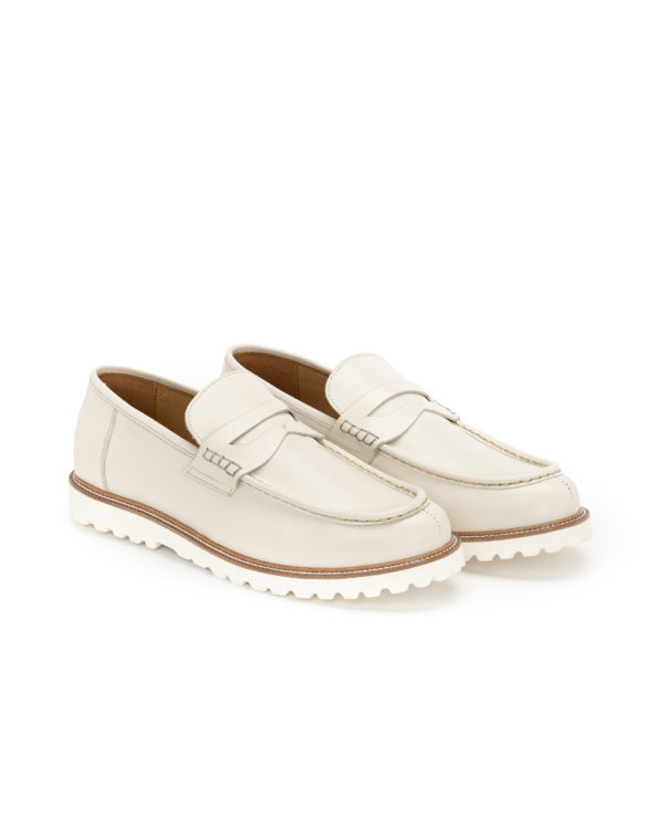 mens leather summer loafers ecru code 3086 fenomilano
