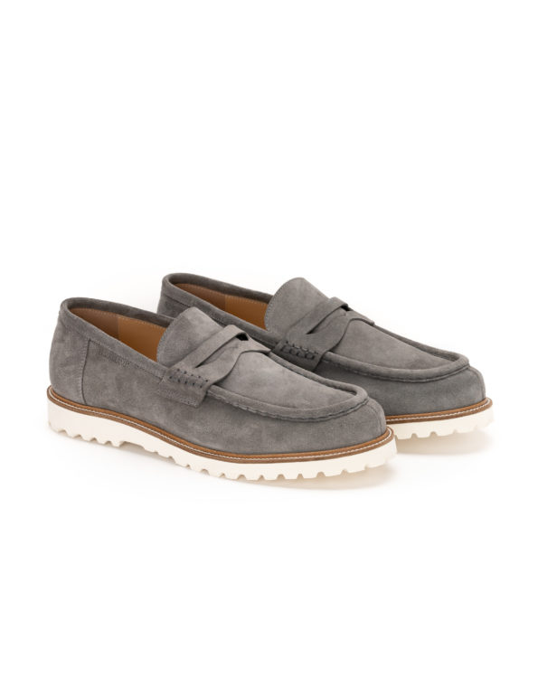 mens summer suede leather summer loafers grey code 3086 fenomilano