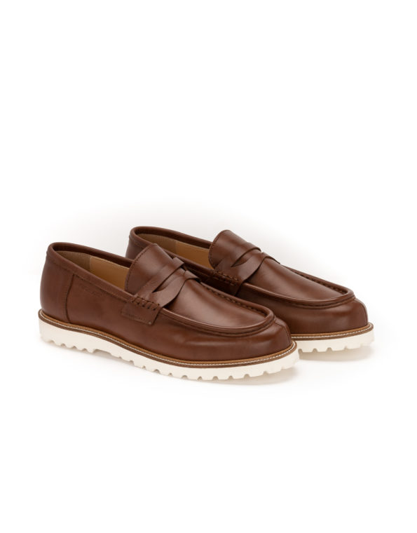 mens leather summer loafers brown code 3086 fenomilano