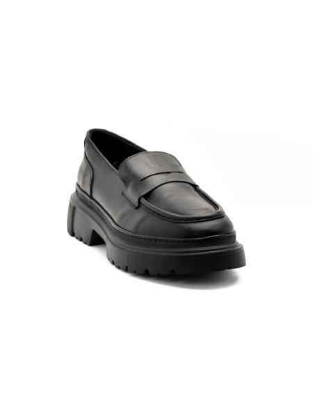 mens leather total black loafers code 1005 fenomilano