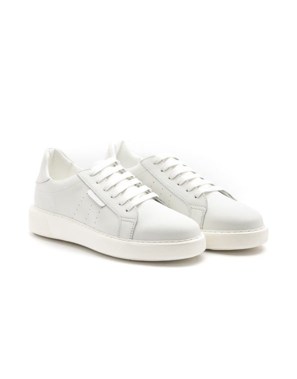 mens leather sneakers total white code 2333 fenomilano