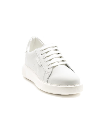 mens leather sneakers total white code 2333 fenomilano