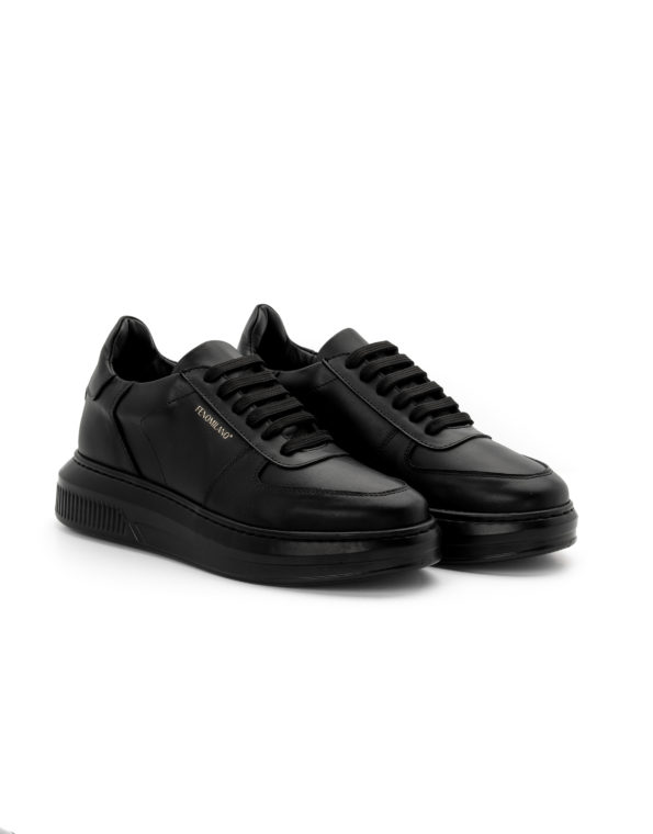 mens leather sneakers total black code 2238 fenomilano