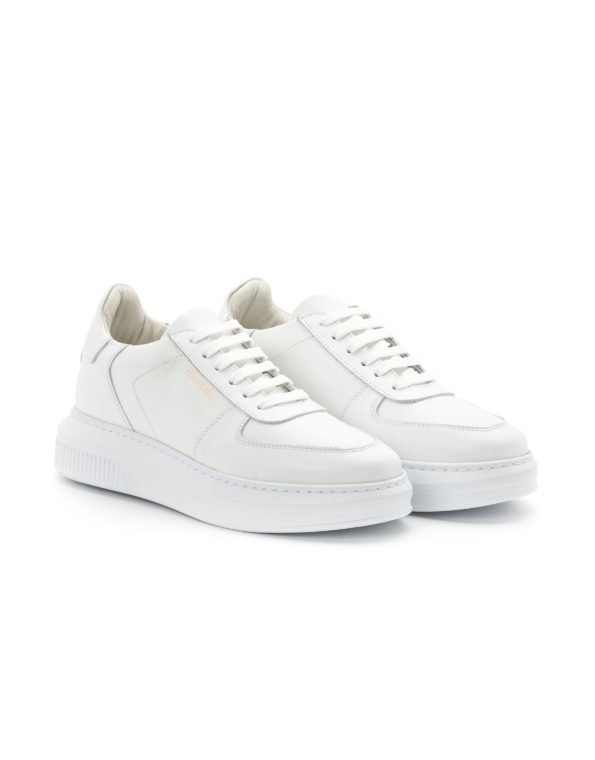 mens leather sneakers total white code 2238 fenomilano