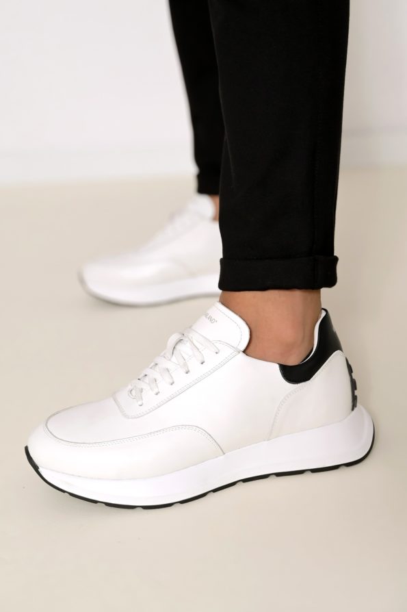 mens leather sneakers white code 2329 fenomilano