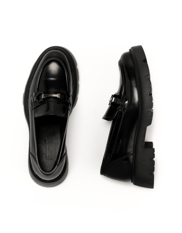 andrika dermatina leather shiny loafers total black code 3075-2 fenomilano